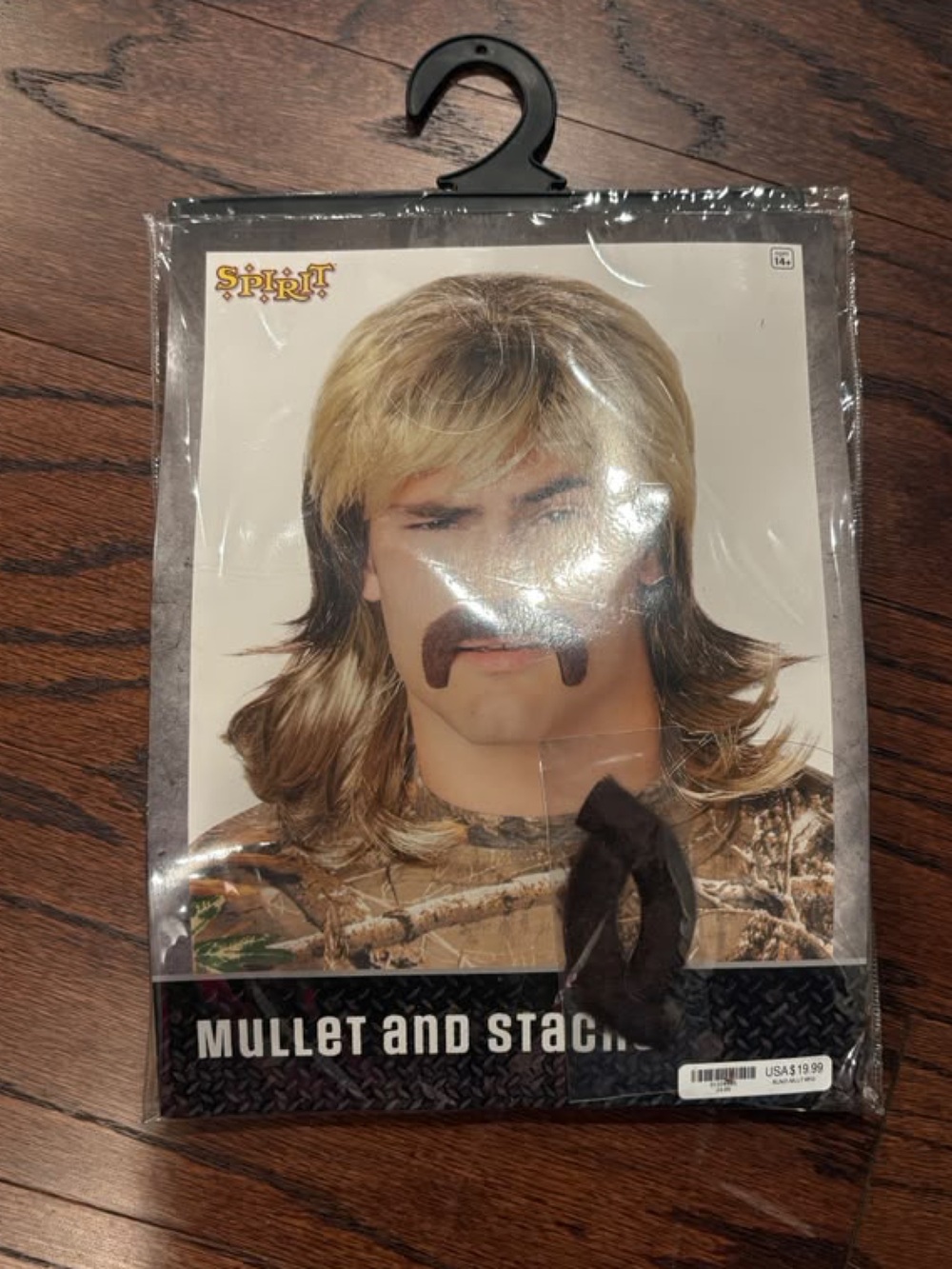 Spirit Blonde Mullet Wig with Brown Mustache